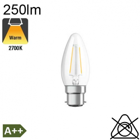 Flamme Filament LED B22 4W 420lm Claire