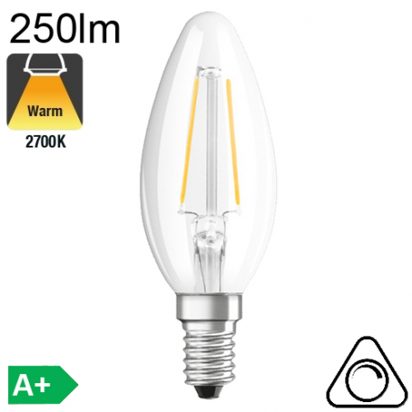 Flamme Lisse C35 4W E14 Dimmable Claire 30 000h