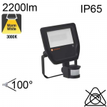 Projecteur Noir Led IP65 20w 2200lm 3000K avec détecteur