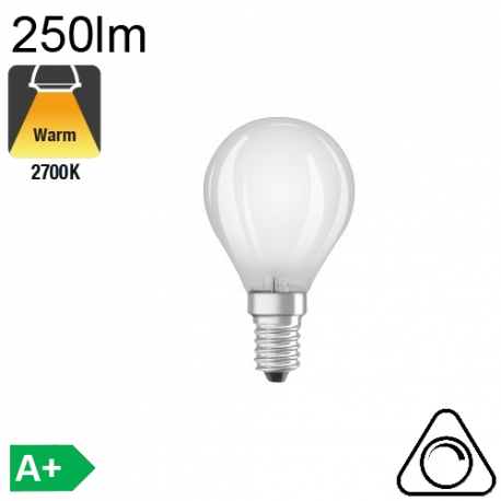 Sphérique Filament LED 4W E14 2700K 300Lm Dim. Mat.