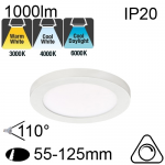Downlight Blanc IP20 12W 1000lm CCT 3000K/4000K/6000K Dimmable